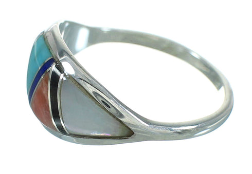 Authentic Sterling Silver Multicolor Southwestern Ring Size 6-1/2 QX85707